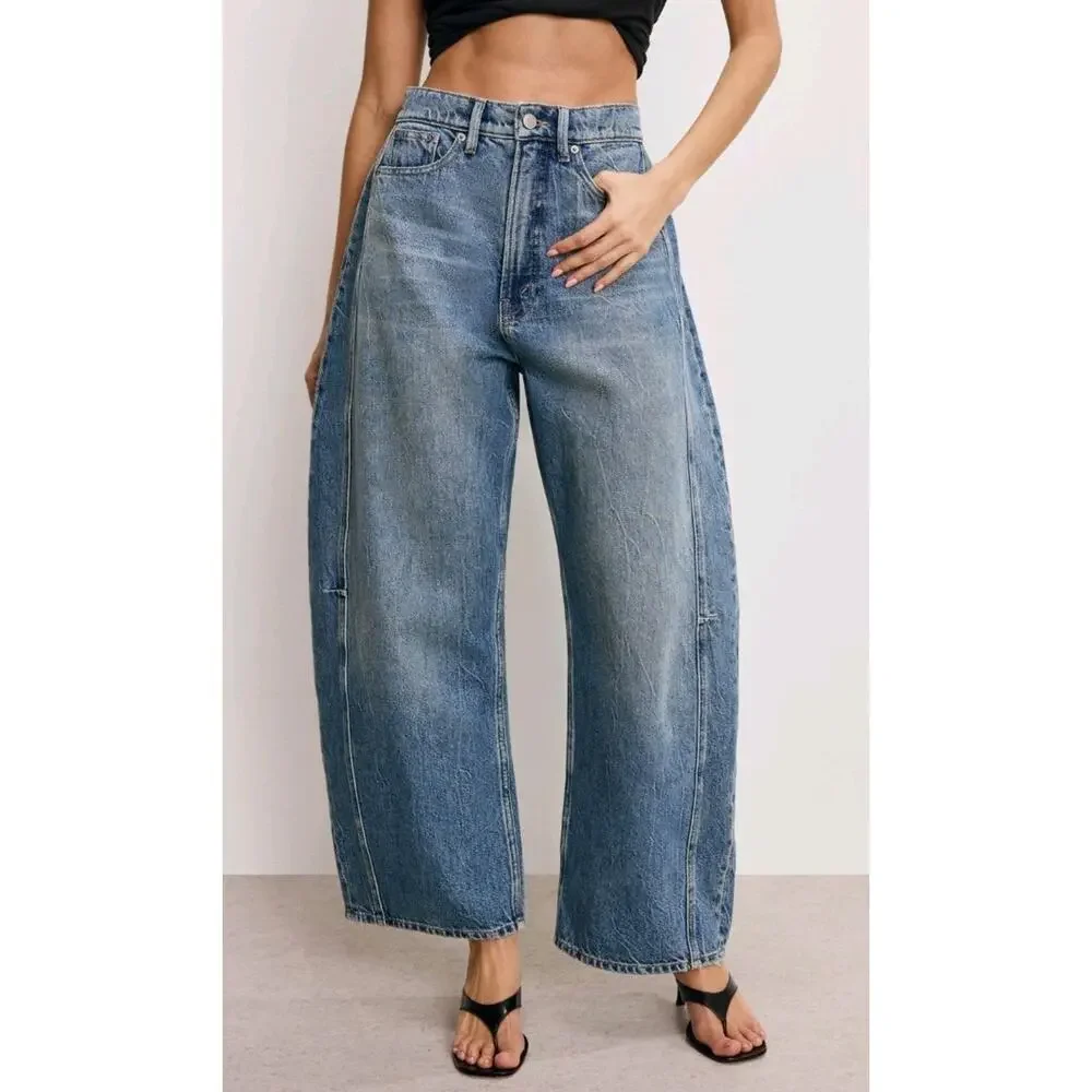 NWT. Good American Good Extreme Barrel Indigo Jeans Size 6 - Picture 6 of 14